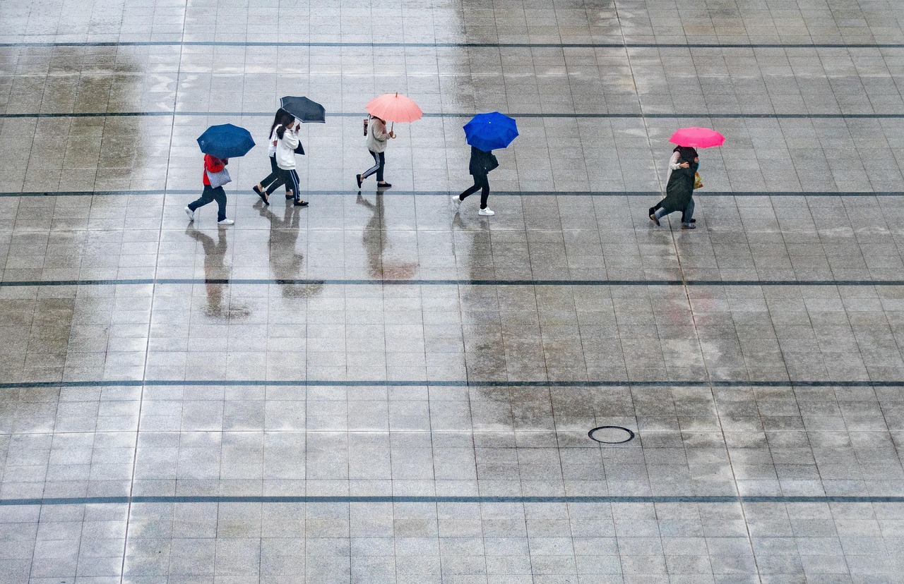 Rain  People  Umbrellas  Wet  Nature  Weather  Thunderstorm